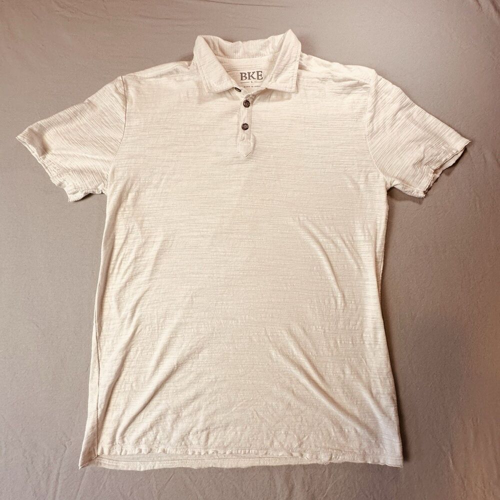 Buckle BKE Men’s L White Polo Shirt 100% Cotton Preppy Y2K Style